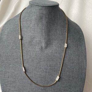 Vintage Gold Tone & Cream Lacquered Station Necklace